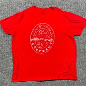 Sriracha Mens T-Shirt‎ 2XL Red Graphic Huy Fong Hot Chili Sauce Rooster Logo Tee
